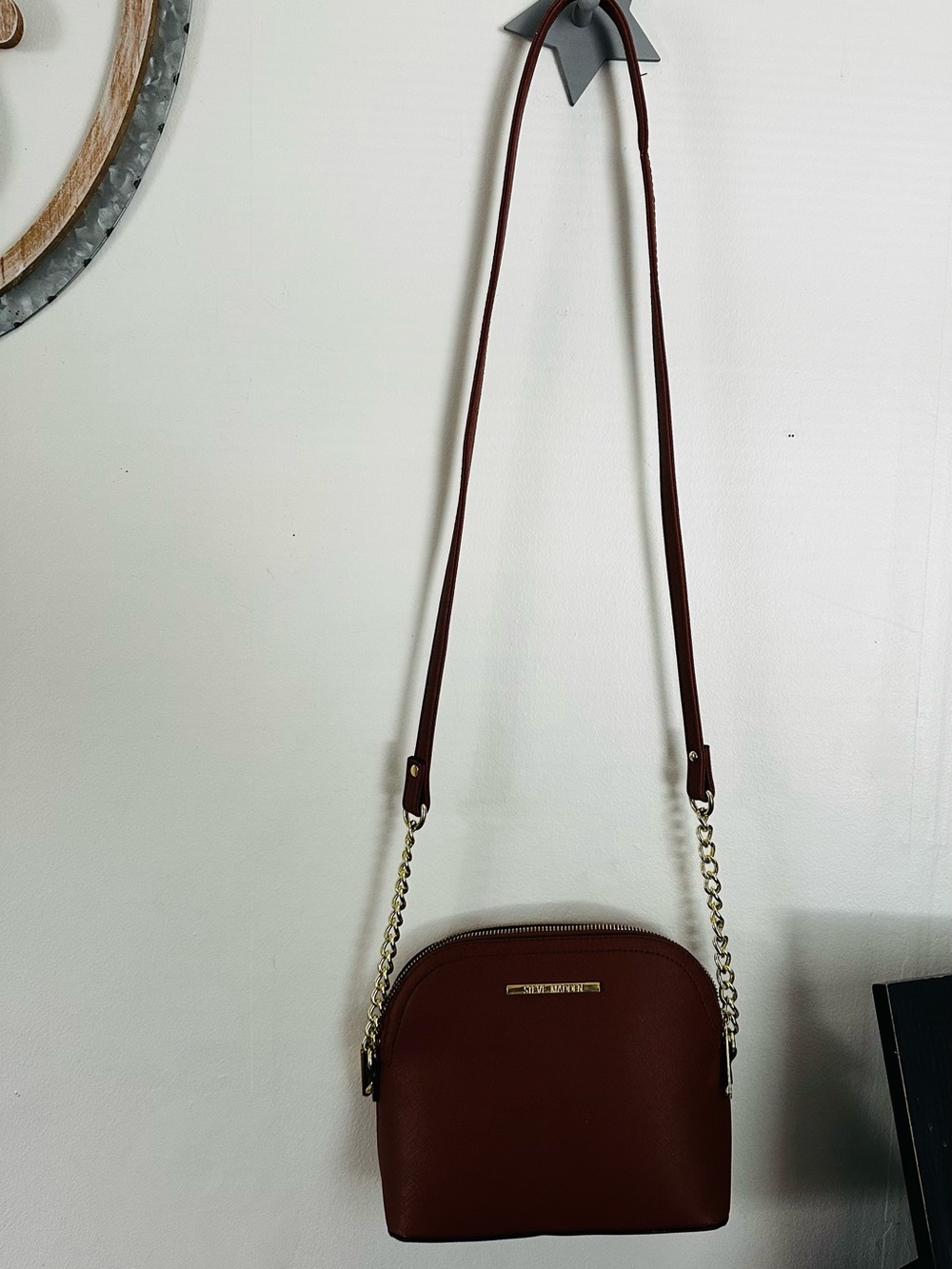 Steve Madden Brown Crossbody with Gold Chain